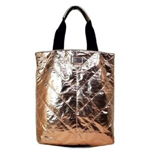 Victoria's Secret Rose Gold Metallic Tote Bag Quilted Limited Edition